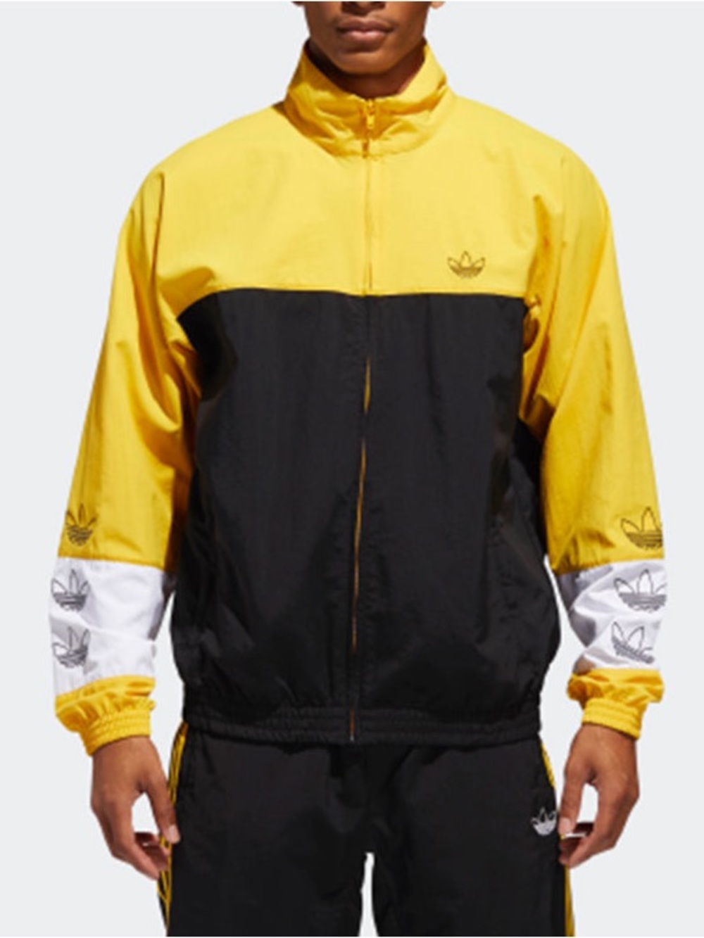 adidas Yellow & Black Trefoil Block Windbreaker